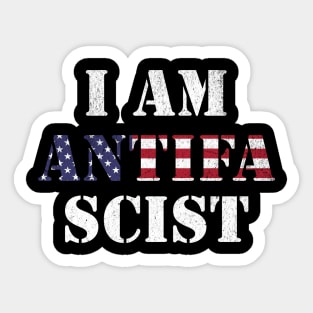 I Am Anti Fascist American Flag Political Resistance Sticker